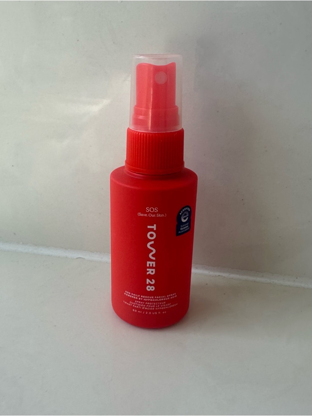 TOWER 28 SOS Facial Spray — Bright Red Travel Spray Bottle 2oz